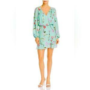 🔥Parker Shona Floral-printed Silk Dress In Grass Gigi